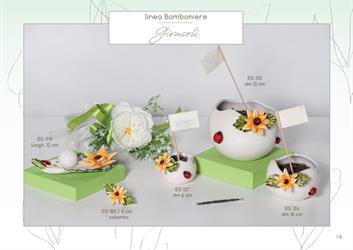 Porta Semi Medio Con Girasole In Ceramica Di Capodimonte D.10 Cm Completo Di Astuccio