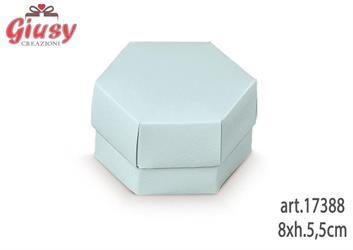 Scatola Esagonale Fondo E Coperchio Con Divisore Decoro Lino Azzurro 8xh.5,5 Cm 10*200