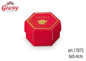 Scatola Esagonale Fondo E Coperchio Con Divisore Linea Graduation Laurea Con Stampa A Caldo 6xh.4 Cm 10*200