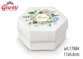 Scatola Esagonale Fondo E Coperchio Con Divisore 11xh.6 Cm Linea Green Con Stampa A Caldo 10*200