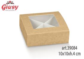 Scatola Nature Con Finestra In Plastica Con Divisorio 10x10xh.4 Cm 10*200