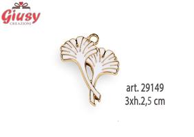 Decorazione Foglia Gingko Bianco E Oro 3xh.2,5 Cm 48*384