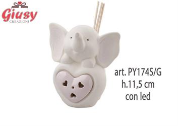 Profumatore Elefante Girl In Porcellana Con Led H.11,5 Cm Completo Di Scatola 1*24