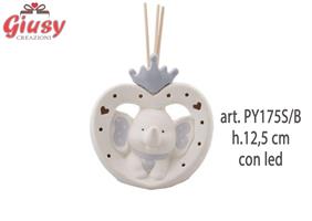 Profumatore Elefante Boy Con Corona In Porcellana Con Led H.12,5 Cm Completo Di Scatola 1*36