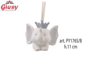 Profumatore Elefante Boy Con Corona In Porcellana H.13 Cm Completo Di Scatola 1*36