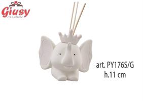 Profumatore Elefante Girl Con Corona In Porcellana H.13 Cm Completo Di Scatola 1*36