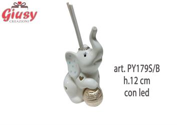 Profumatore Elefante Boy Con Led In Porcellana H.11,5 Cm Completo Di Scatola 1*48