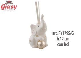 Profumatore Elefante Girl Con Led In Porcellana H.11,5 Cm Completo Di Scatola 1*48