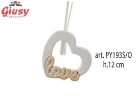 Profumatore Cuore Love Oro In Porcellana H.12 Cm Completo Di Scatola 1*48