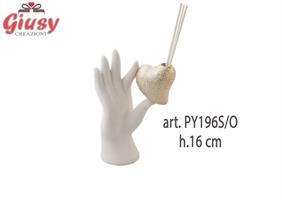 Profumatore Mano Con Cuore Oro In Porcellana H.16 Cm Completo Di Scatola 1*24