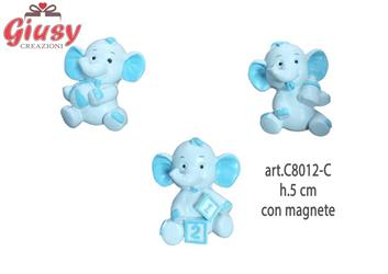 Elefantini Baby Azzurro In Resina Con Magnete 3 Soggetti Assortiti H.5 Cm 12*144
