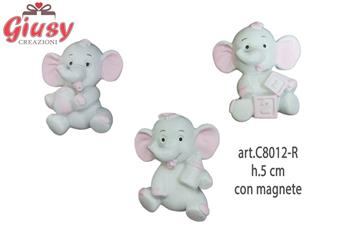 Elefantini Baby Rosa In Resina Con Magnete 3 Soggetti Assortiti H.5 Cm 12*144