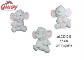 Elefantini Baby Rosa In Resina Con Magnete 3 Soggetti Assortiti H.5 Cm 12*144