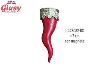 Corno Di Colore Rosso In Resina Con Magnete H.7 Cm 12*144