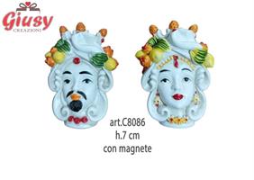 Teste Di Moro In Resina Con Magnete 2 Soggetti Assortiti H.7 Cm 12*144
