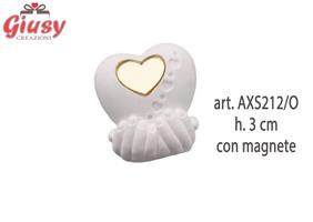 Magnete Mani Con Cuore In Gessetto Con Applicazione Cuore In Plexi Colore Oro H.3 Cm 12*360
