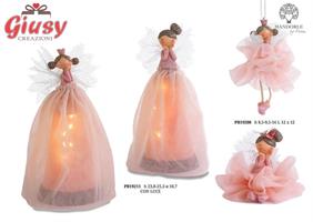 Fatina Spiritosa In Resina Con Led Con Abitino Di Stoffa H.25,3 Cm 2 Soggetti Assortiti 2*18