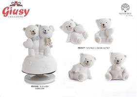Orsetto Seduto Con Cuore E Stella 4 Soggetti Assortiti In Porcellana H.5,7-6,3 Cm 12*72