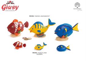 Salvadanaio Pesce Tropicale Spiritoso In Resina H.15,4 Cm 3 Soggetti Assortiti 3*36