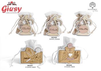 Reggisacchetto Calice In Legno Con Sacchetto In Tessuto H.7,6 Cm 48*288