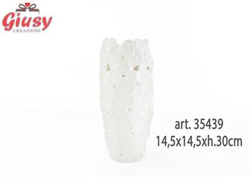 Vaso In Porcellana Bianca 14,5x14,5xh.30 Cm 1*6