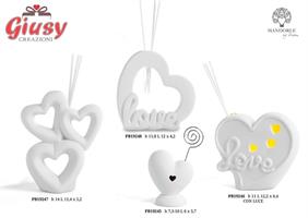 Diffondiprofumo Cuore Love In Porcellana Con Luce Led H.11 Cm 3*36