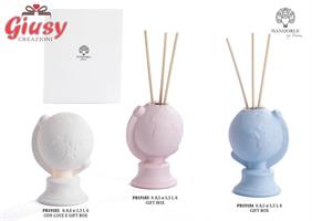 Diffondiprofumo Mappamondo Celeste In Porcellana H.8,5 Cm Completo Di Gift Box 4*36