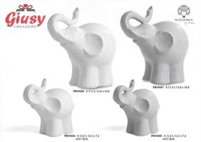 Elefante Stilizzato Bianco In Porcellana H.17,5 Cm 2*12