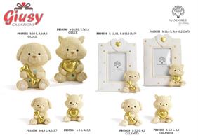 Cagnolino Lana Con Osso Oro In Resina Con Luce Led H.10 Cm 2*36