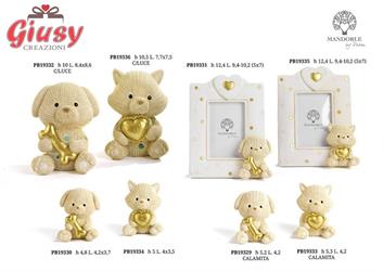 Calamita Gattina Lana Con Cuore Oro In Resina H.5,3 Cm 24*240
