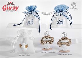 Sacchetto In Tessuto Bianco Con Applicazione Angelo In Porcellana H.13 Cm 60*360