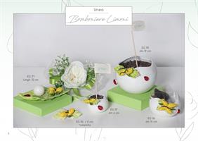 Portasemini Grande In Ceramica Di Capodimonte 12xh.9 Cm Con Applicazione Limoni Completo Di Semini E Scatola