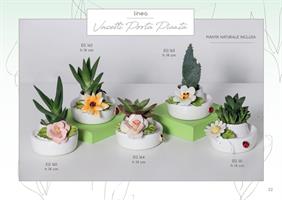 Vasetto Porta Piante Con Rosa Retinata In Ceramica Di Capodimonte H.14 Cm Con Piantina Inclusa Completa Di Scatola