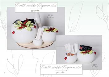 Portacialde Piccolo Con Applicazione Peperoncino In Ceramica Di Capodimonte 13x11 Cm Completo Di Scatolo