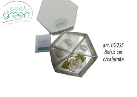 Tralcio Con Foglie E Mini Rosa Retinata In Ceramica Di Capodimonte 8xh.5 Cm Con Magnete E Con Scatola Degustazione