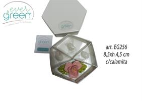 Tralcio Con Foglie E Mini Magnolia In Ceramica Di Capodimonte 8,5xh.4,5 Cm Con Magnete E Con Scatola Degustazione