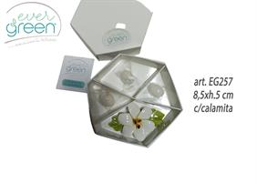 Tralcio Con Foglie E Mini Giglio In Ceramica Di Capodimonte 8,5xh.5 Cm Con Magnete E Con Scatola Degustazione