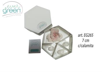 Rosa Retinata Sfumata Porpora In Ceramica Di Capodimonte 7 Cm Con Magnete E Con Scatola Degustazione