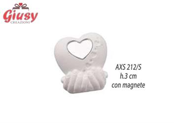 Magnete Mani Con Cuore In Gessetto Con Applicazione Cuore In Plexi Colore Silver H.3 Cm 12*360