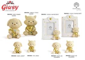Portafoto Gattino Con Cuore Oro In Resina H.12,4 Cm 2*60