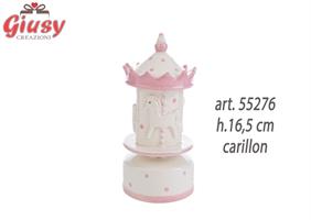 Carillon Giostrina In Porcellana Rosa H.16,5 Cm 1*24