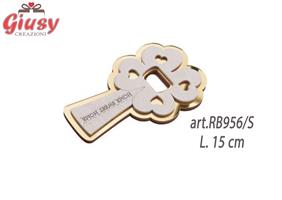 Cavatappi Quadrifoglio In Legno Con Decoro In Plexi Oro L.15 Cm Completo Di Astuccio 1*72