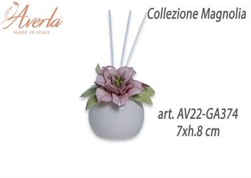 Profumatore Piccolo Con Magnolia In Ceramica Di Capodimonte 7xh.8 Cm Completo Di Astuccio Cilindro Collezione Magnolia