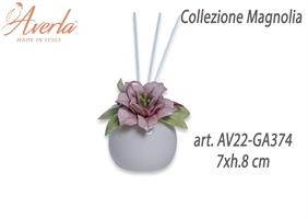 Profumatore Piccolo Con Magnolia In Ceramica Di Capodimonte 7xh.8 Cm Completo Di Astuccio Cilindro Collezione Magnolia
