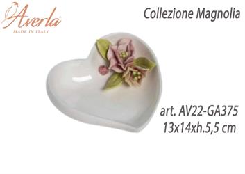 Svuotatasche Cuore In Ceramica Di Capodimonte 13x14xh.5,5 Cm Completo Di Astuccio Collezione Magnolia