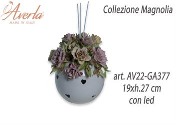 Profumatore Max Con Led In Ceramica Di Capodimonte 19xh.27 Cm Completo Di Astuccio Cilindro Collezione Magnolia