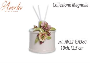 Profumatore Cilindro In Ceramica Di Capodimonte 10xh.12,5 Cm Completo Di Astuccio Cilindro Collezione Magnolia