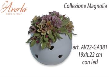 Sfera Grande Con Led In Ceramica Di Capodimonte 19xh.22 Cm Completo Di Astuccio Cilindro Collezione Magnolia