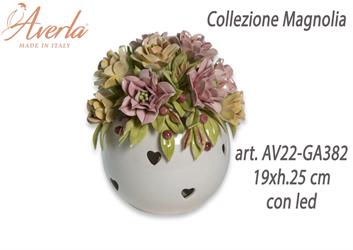 Sfera Max Con Led In Ceramica Di Capodimonte 19xh.25 Cm Completo Di Astuccio Cilindro Collezione Magnolia