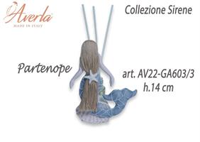 Sirenetta Con Vestito Rete Colore Avion In Gesso Ceramizzato H.14 Cm Completa Di Astuccio Cilindro Collezione Sirene